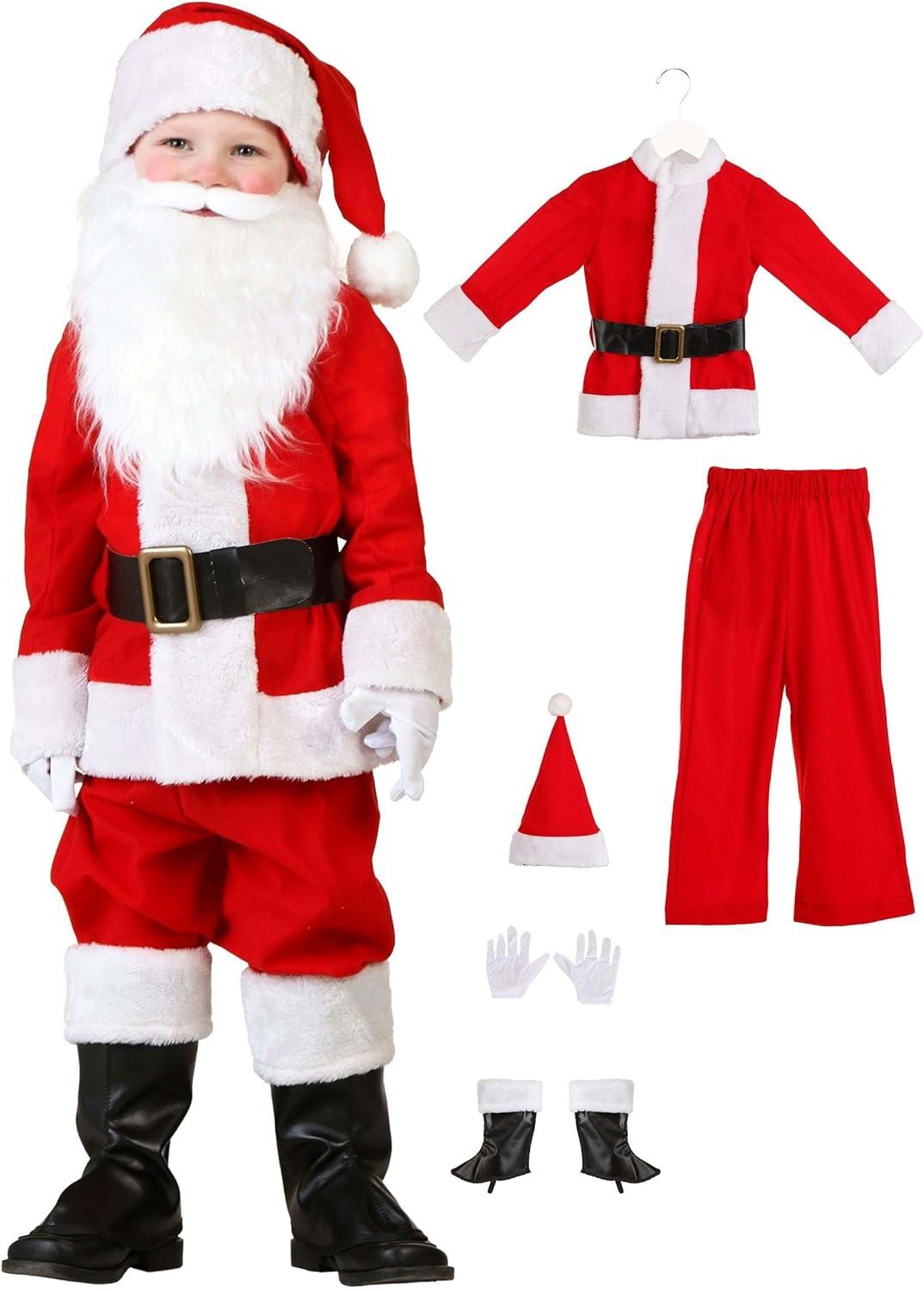 imageToddler Santa Claus Costume with Hat Jacket Pants Belt Gloves ampamp Boot Tops for Christmas Holiday CelebrationsCostume