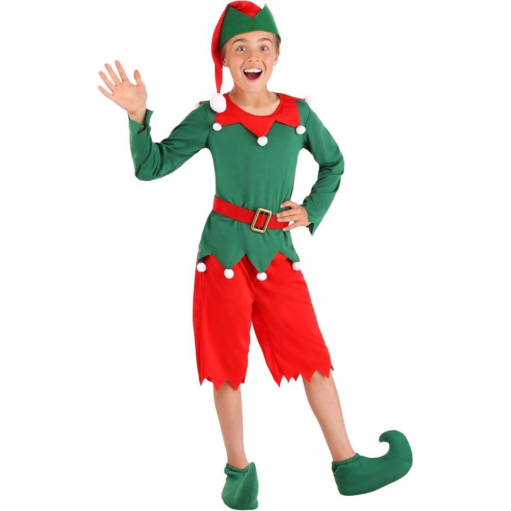 imageKids Santas Helper Elf Costume Holiday Elf Outfit for Boys