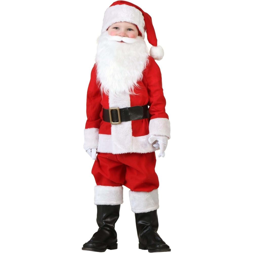 imageToddler Santa Claus Costume with Hat Jacket Pants Belt Gloves ampamp Boot Tops for Christmas Holiday CelebrationsCostume