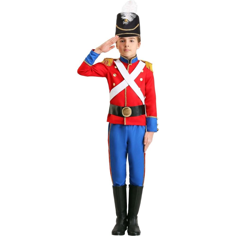 imageToy Soldier Costume for Boys Nutcracker Costume for Holiday DressUp Toy Soldier Uniform for HalloweenBundle W White Gloves