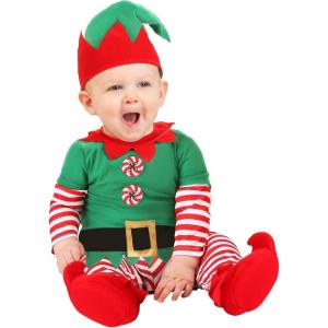 Christmas Elf Costume for Infants, Santa’s Helper Uniform with Hat for Elf Cosplay, Christmas & Holiday Dress-Up