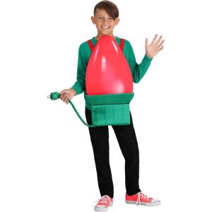 Kids Christmas Lightbulb Costume | Pull Over Tunic With Faux Plug In | Red Light Bulb Halloween Outfit
