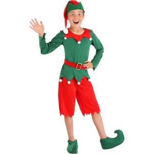 Kid’s Santa’s Helper Elf Costume Holiday Elf Outfit for Boys
