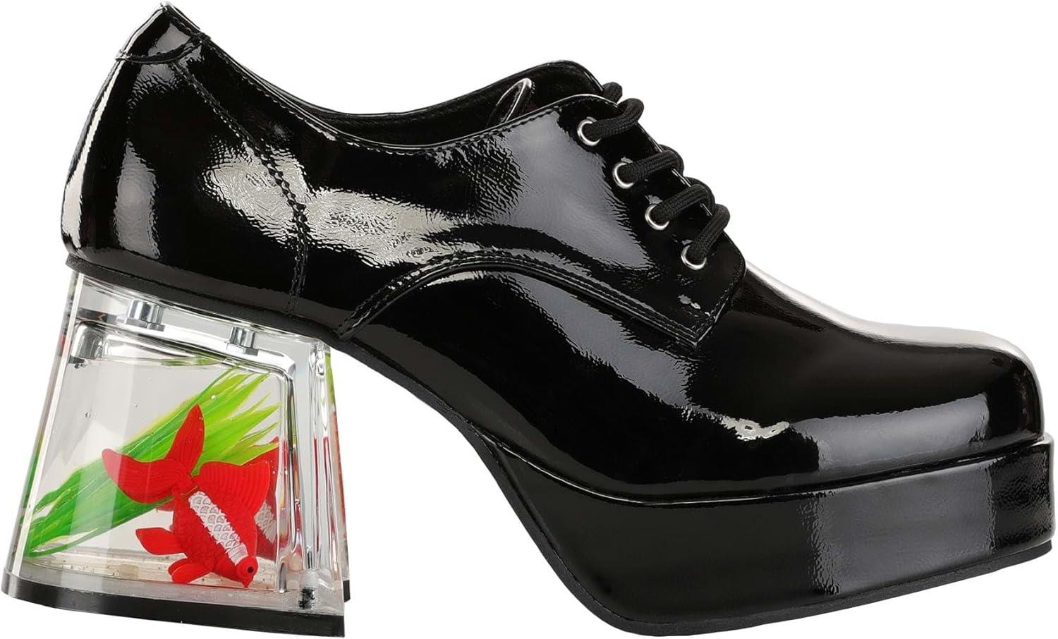 imageAdult Black or White Goldfish Platform Shoes Costume Lace Up Footwear ampamp Fishtank Heel Retro Disco Party ShoesBlack