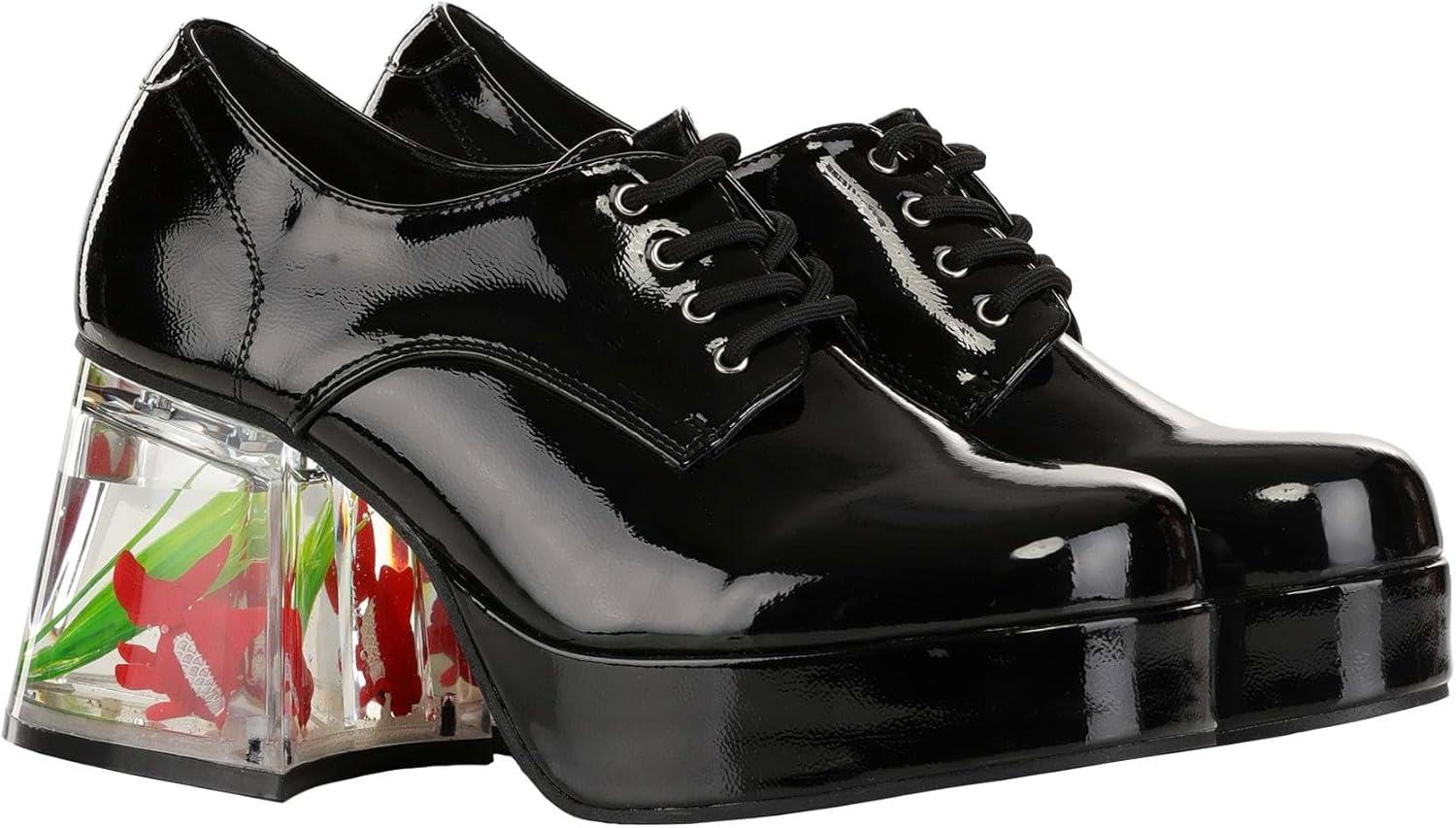imageAdult Black or White Goldfish Platform Shoes Costume Lace Up Footwear ampamp Fishtank Heel Retro Disco Party ShoesBlack