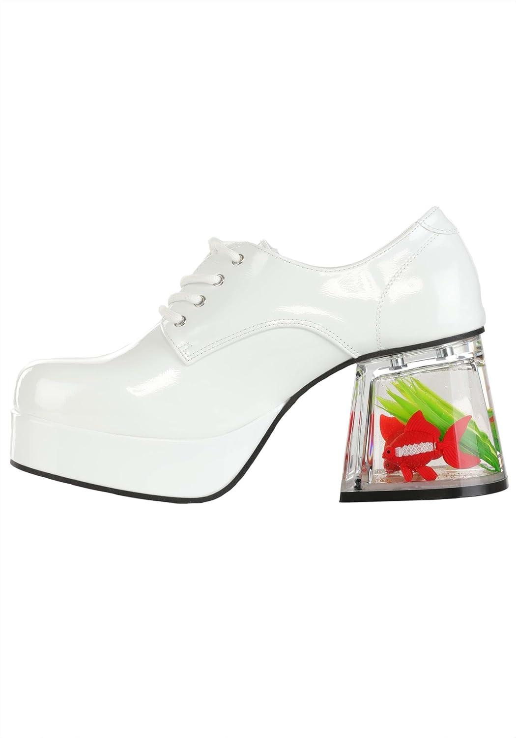 imageAdult Black or White Goldfish Platform Shoes Costume Lace Up Footwear ampamp Fishtank Heel Retro Disco Party ShoesWhite
