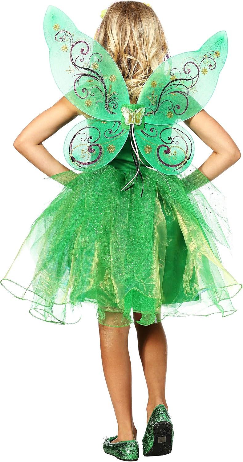 imageGarden Fairy Costume for Girls Kids Fairy Princess Flower Dress with Wings Sequined Bodice Layered SkirtBundle W Wand