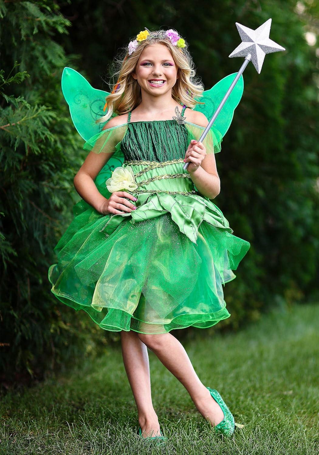 imageGarden Fairy Costume for Girls Kids Fairy Princess Flower Dress with Wings Sequined Bodice Layered SkirtCostume