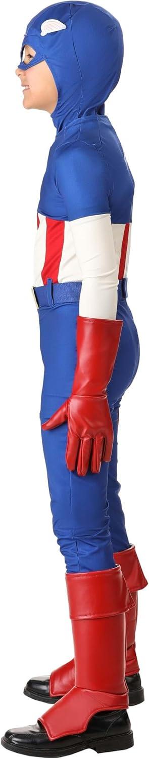 imageJazwares Boys Premium Marvel Captain America Costume Classic Cap Suit with Cowl Gloves and Boot CoversExtra Large