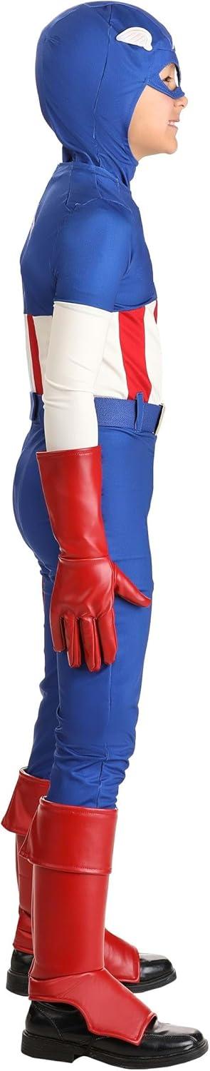 imageJazwares Boys Premium Marvel Captain America Costume Classic Cap Suit with Cowl Gloves and Boot CoversExtra Small
