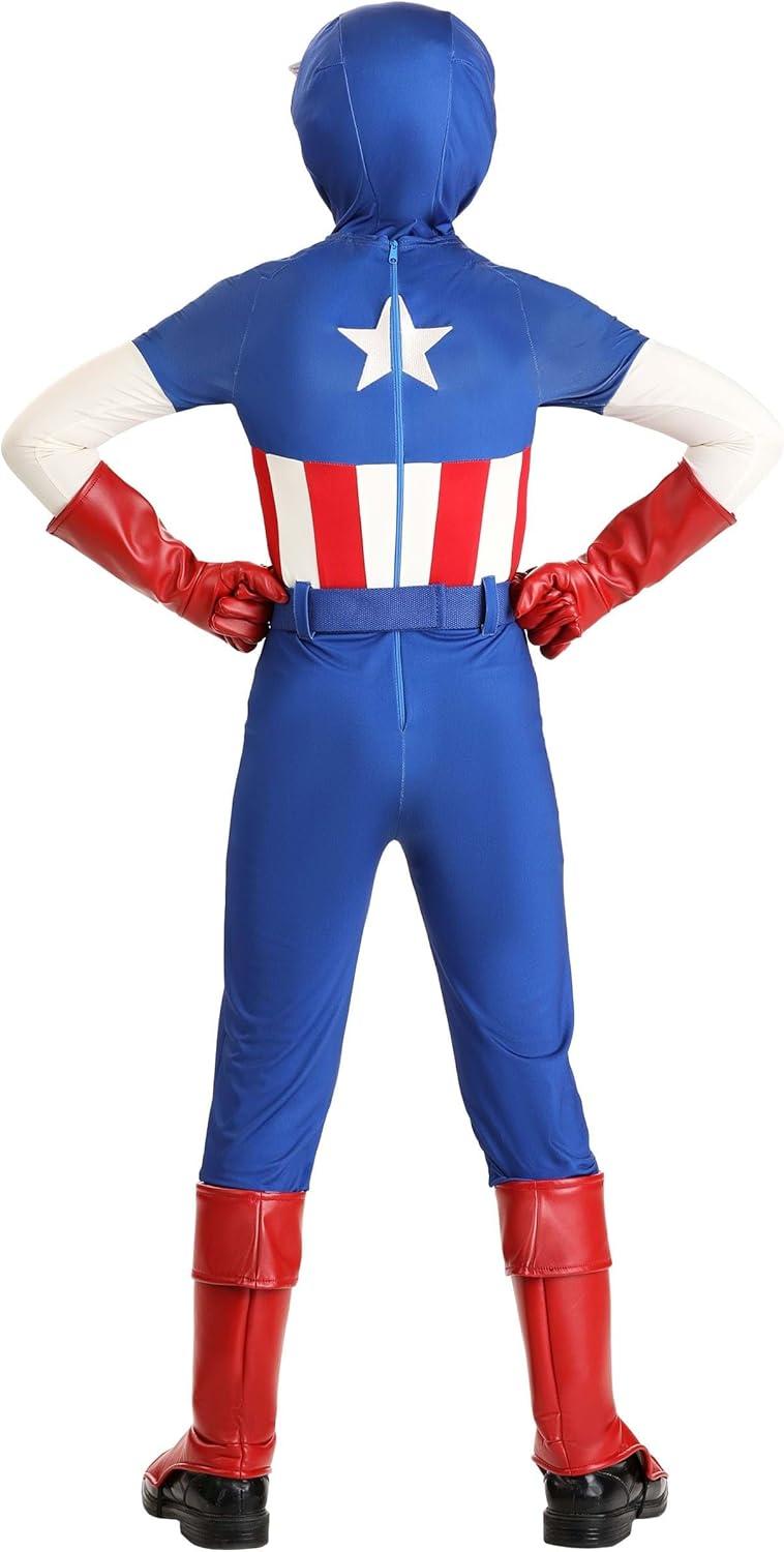 imageJazwares Boys Premium Marvel Captain America Costume Classic Cap Suit with Cowl Gloves and Boot CoversExtra Small