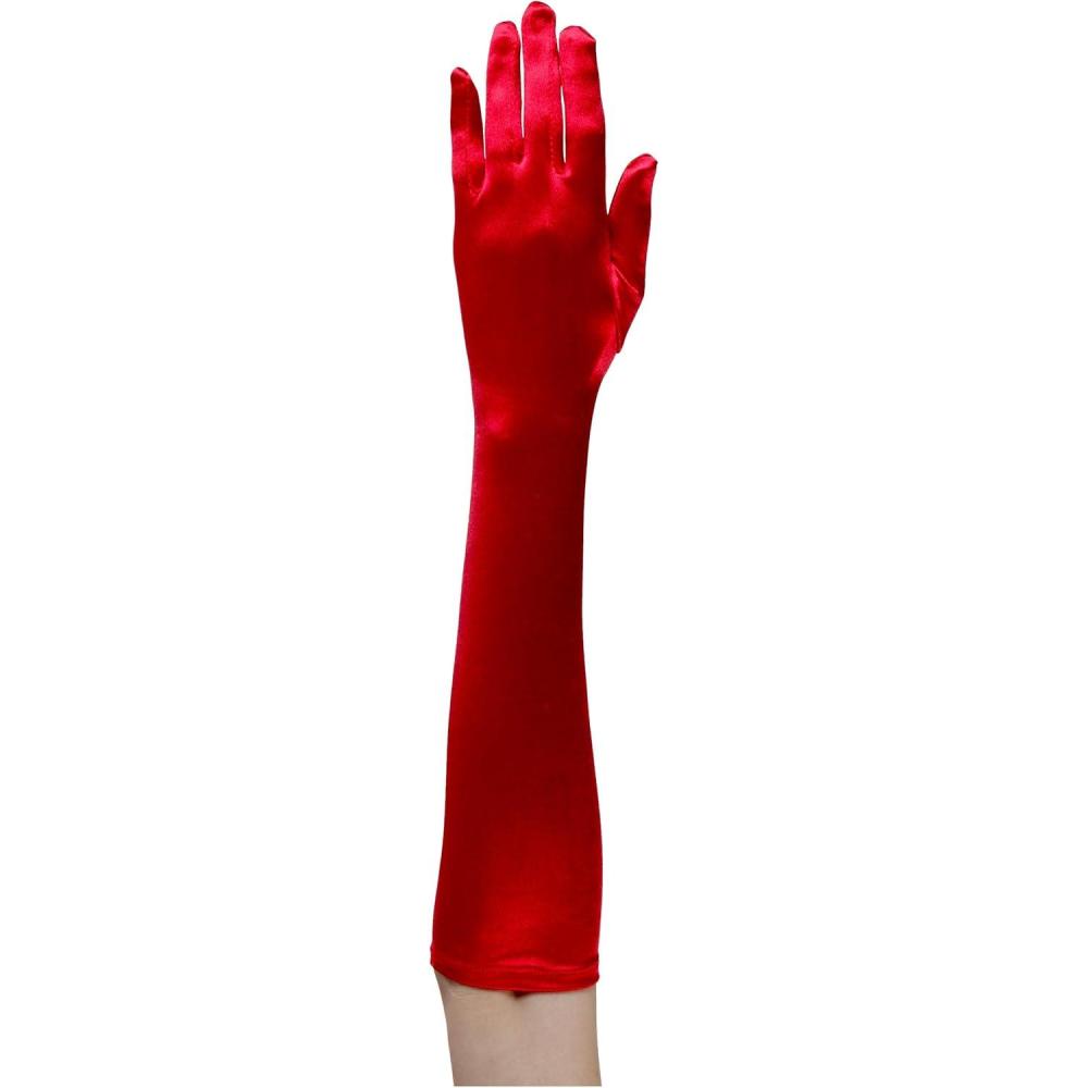 imageFun Costumes Womens Plus Size Red Elbow Length Satin Gloves Plus
