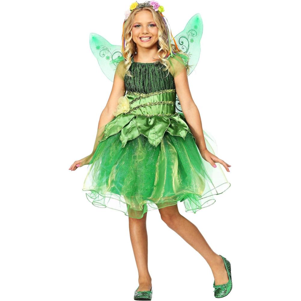 imageGarden Fairy Costume for Girls Kids Fairy Princess Flower Dress with Wings Sequined Bodice Layered SkirtBundle W Wand