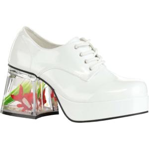 Adult Black or White Goldfish Platform Shoes | Costume Lace Up Footwear & Fishtank Heel | Retro Disco Party Shoes(White)