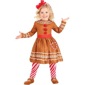 Gingerbread Toddler Costume Dress | Holiday Outfit, Candy Striped Leggings, Bow Headband | Christmas Dresses