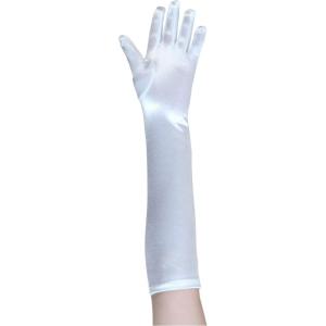 Kids White Gloves, Stretch Knit Elbow Length, One Size Fits Most Children