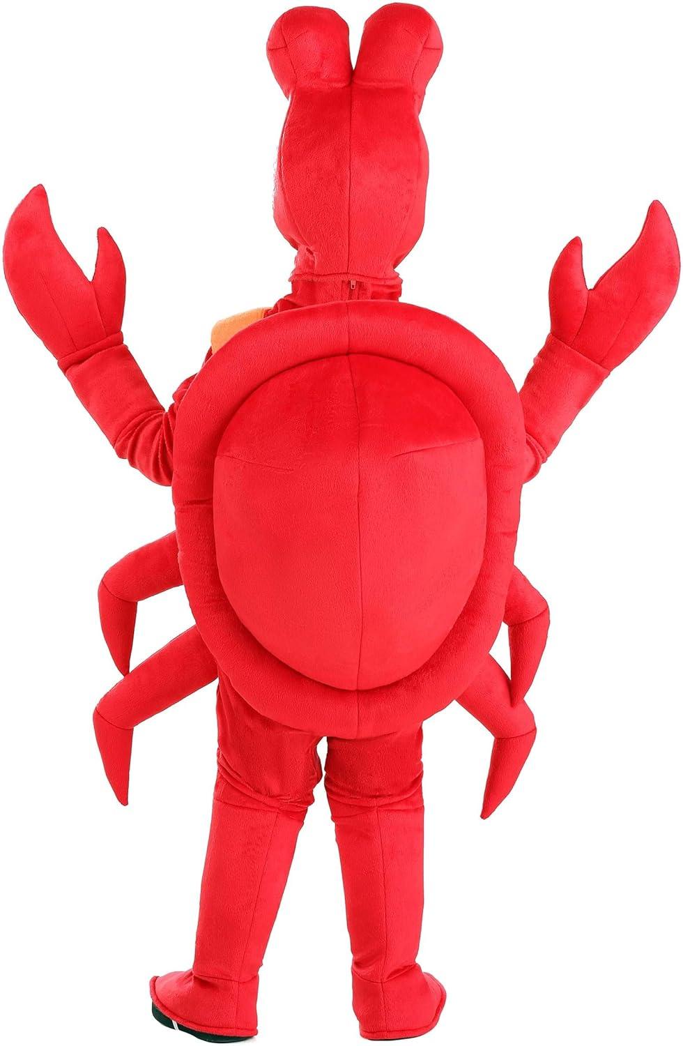 imageCrab Costume for Toddlers Crustacean Outfit with Jumpsuit Animal Hood Claw Gloves Shell and Boot Covers