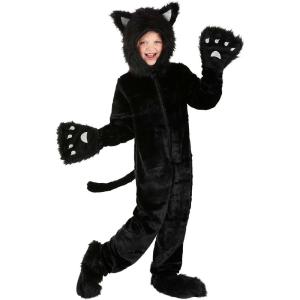 Kid’s Purrfect Black Cat Costume, Classic Black Cat Halloween Costume for Boys and Girls