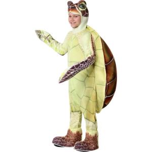 Sea Turtle Kids Costume – Hooded Jumpsuit with Attached Mitts, Shoe Covers, and Shell – Ocean Animal Dress Up for Children