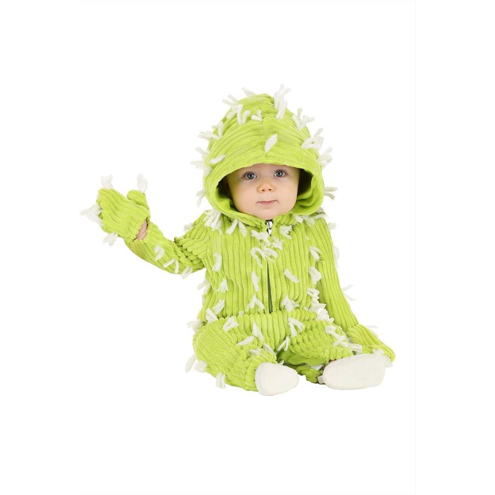 imageInfant Cactus Cutie Costume  Hooded Jumpsuit with Yarn Tufts and FlipOpen Mitts