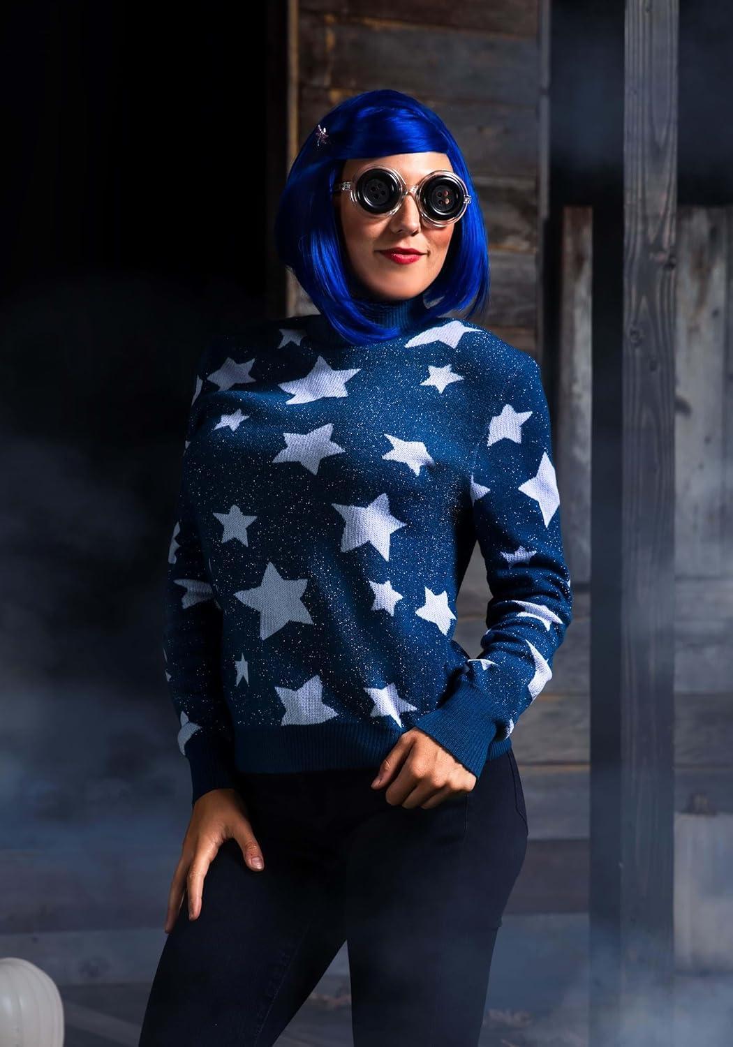 imageCoraline Blue Stars Sweater for Women Adult Coraline Sweater Costume Soft ampamp Warm Crewneck Officially Licensed