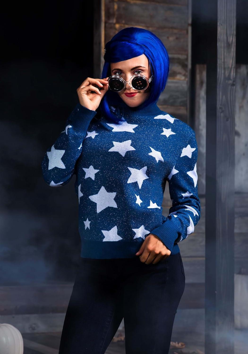 imageCoraline Blue Stars Sweater for Women Adult Coraline Sweater Costume Soft ampamp Warm Crewneck Officially Licensed