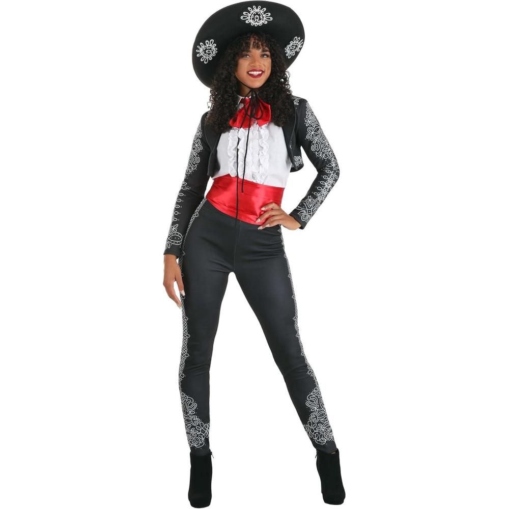 imageAdult Three Amigos Costume  Black Halloween Charro Outfit Includes Jacket Shirt Pants Sash Bow Tie and Hat