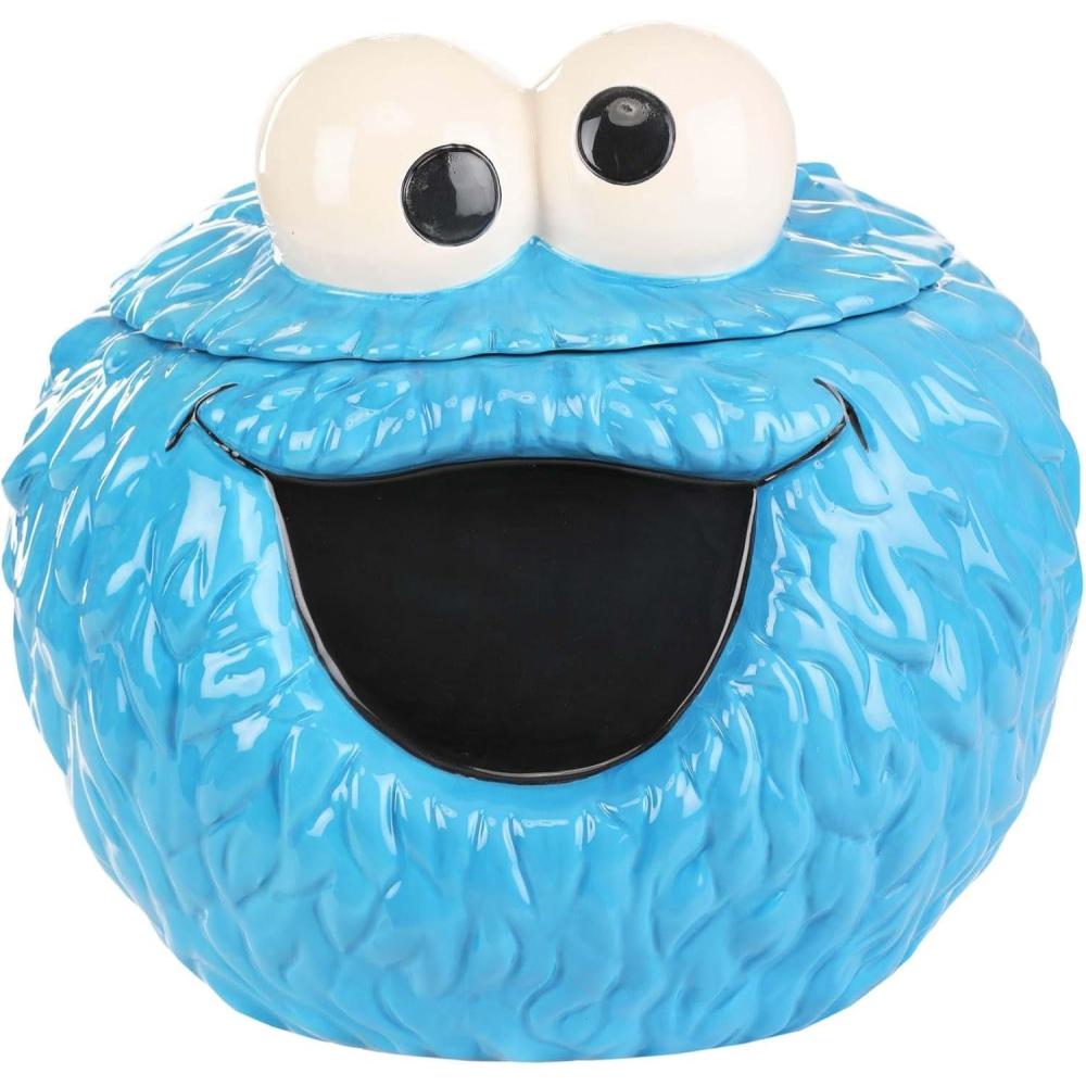 imageFun Costumes Cookie Monster Cookie Jar with Lid 12quot Ceramic Jar for Cookies Snacks ampamp Candy Officially Licensed