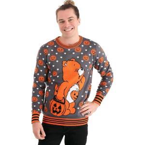 Care Bears Trick-or-Sweet Bear Halloween Sweater for Adults, Acrylic and Cotton Blend(Multi-colored’)