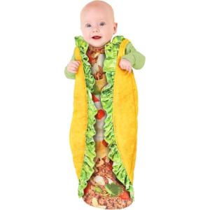 Infant Taco Costume – Sleeveless Tunic with Fiberfill Padding For Plump Look & Taco Filling Print