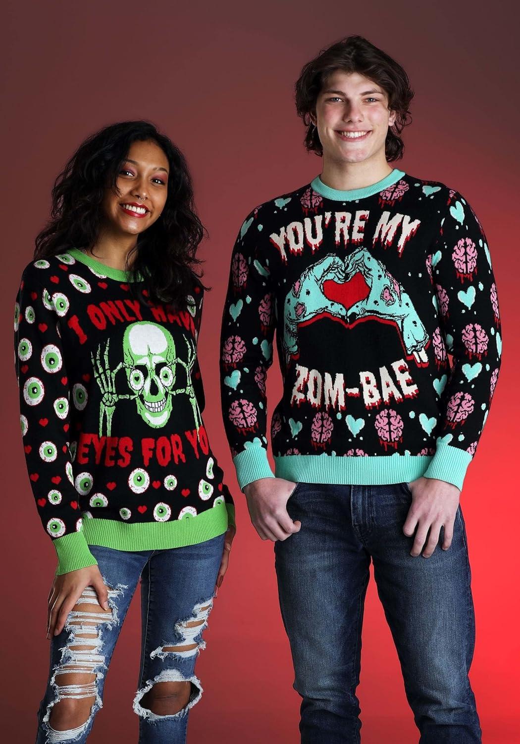 imageEyes for You Valentines Day Ugly Sweater for Adults Knit Crewneck Funny Holiday Sweaters Vday Sweatshirts