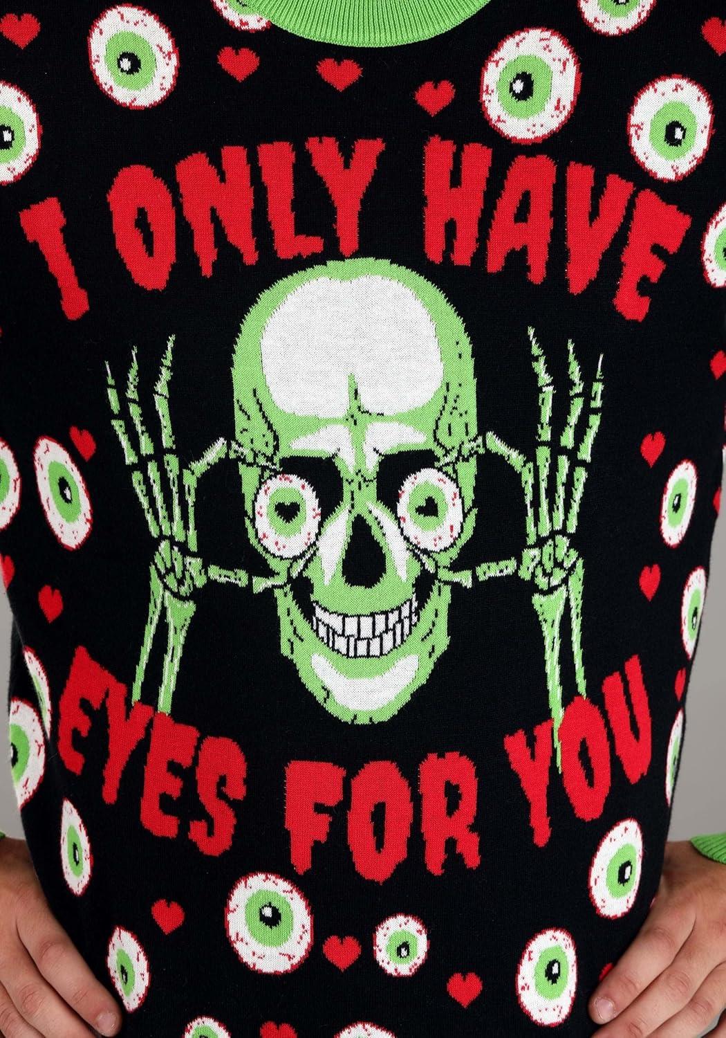 imageEyes for You Valentines Day Ugly Sweater for Adults Knit Crewneck Funny Holiday Sweaters Vday Sweatshirts