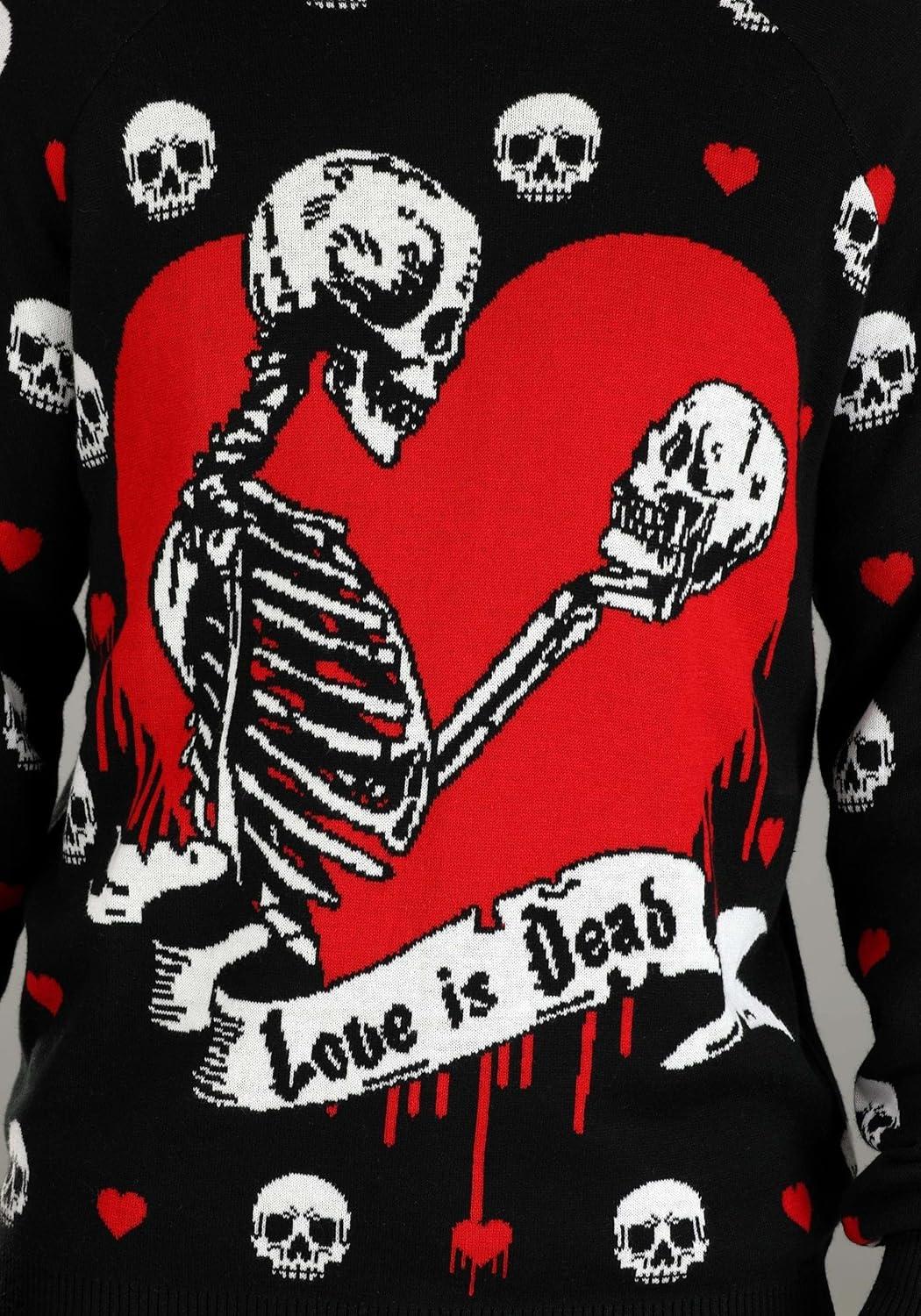 imageFun Costumes Love is Dead Valentines Day Sweater for Adults Ugly VDay Sweaters Spooky ampamp Sweet Holiday Crewneck S Black