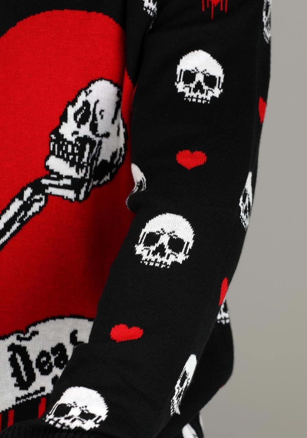 imageFun Costumes Love is Dead Valentines Day Sweater for Adults Ugly VDay Sweaters Spooky ampamp Sweet Holiday Crewneck S Black