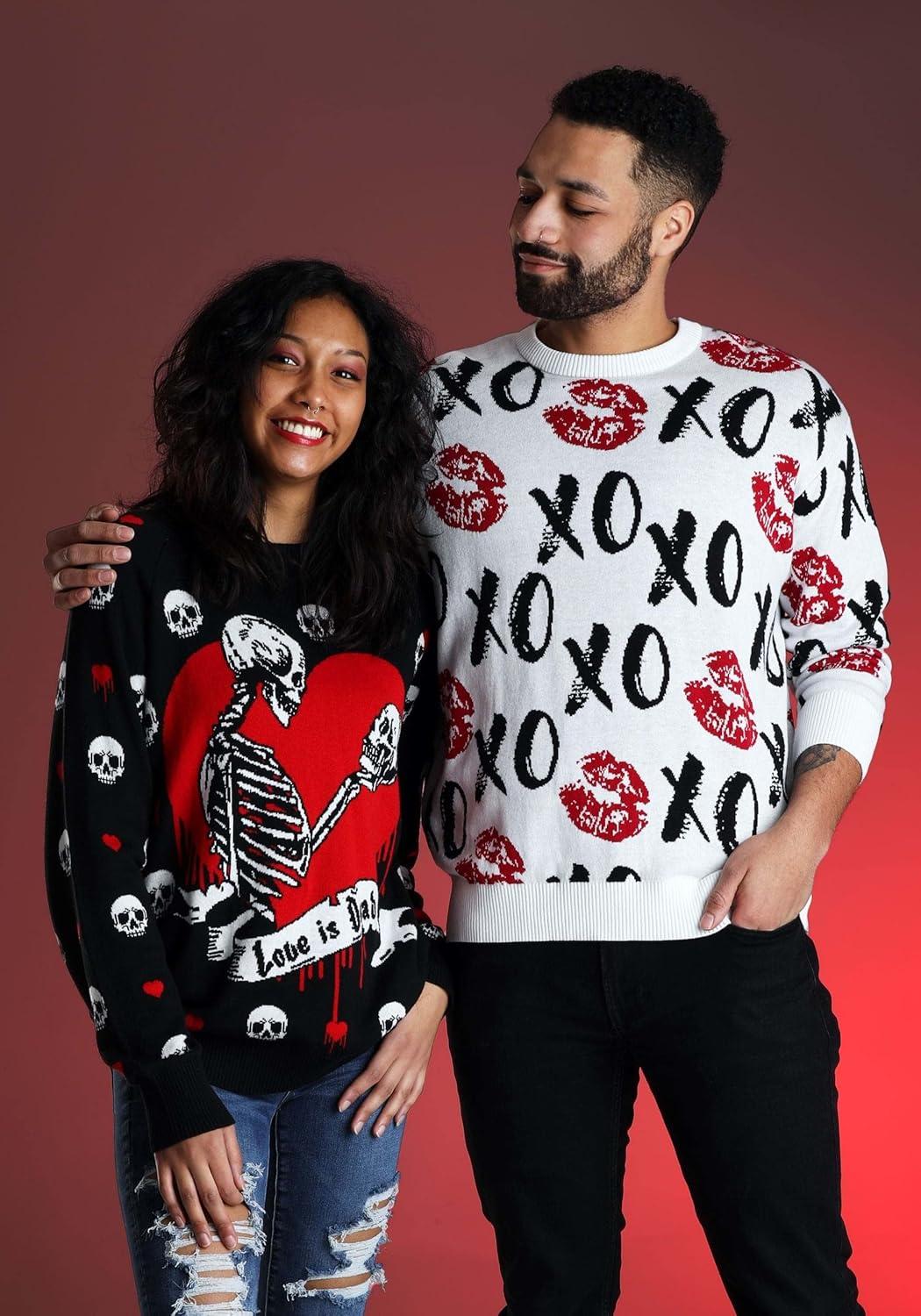 imageFun Costumes Love is Dead Valentines Day Sweater for Adults Ugly VDay Sweaters Spooky ampamp Sweet Holiday Crewneck S Black