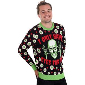 Eyes for You Valentines Day Ugly Sweater for Adults, Knit Crewneck Funny Holiday Sweaters, Vday Sweatshirts