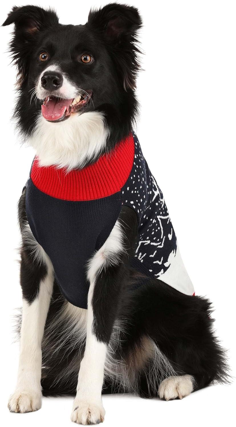 imageFun Costumes Santa and Reindeer Ugly Christmas Sweater for Pets with Knit Graphics Perfect for Dogs and Cats XLXLarge