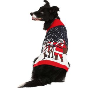 Fun Costumes Santa and Reindeer Ugly Christmas Sweater for Pets with Knit Graphics – Perfect for Dogs and Cats XL(Small)