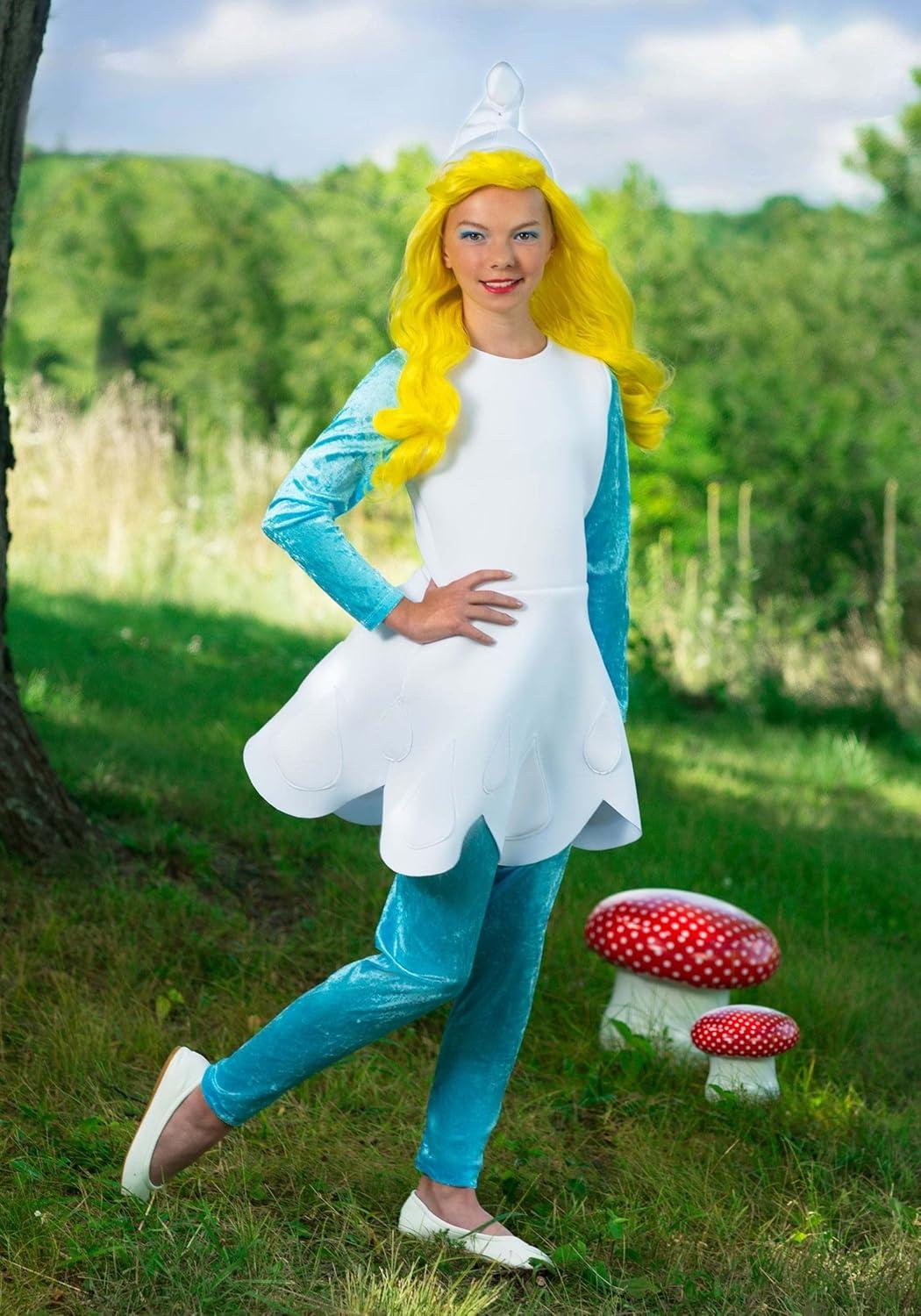 imageFun Costumes Smurfs Smurfette Wig Girls Costume Synthetic Hair Mesh Cap Elastic Edge Officially Licensed