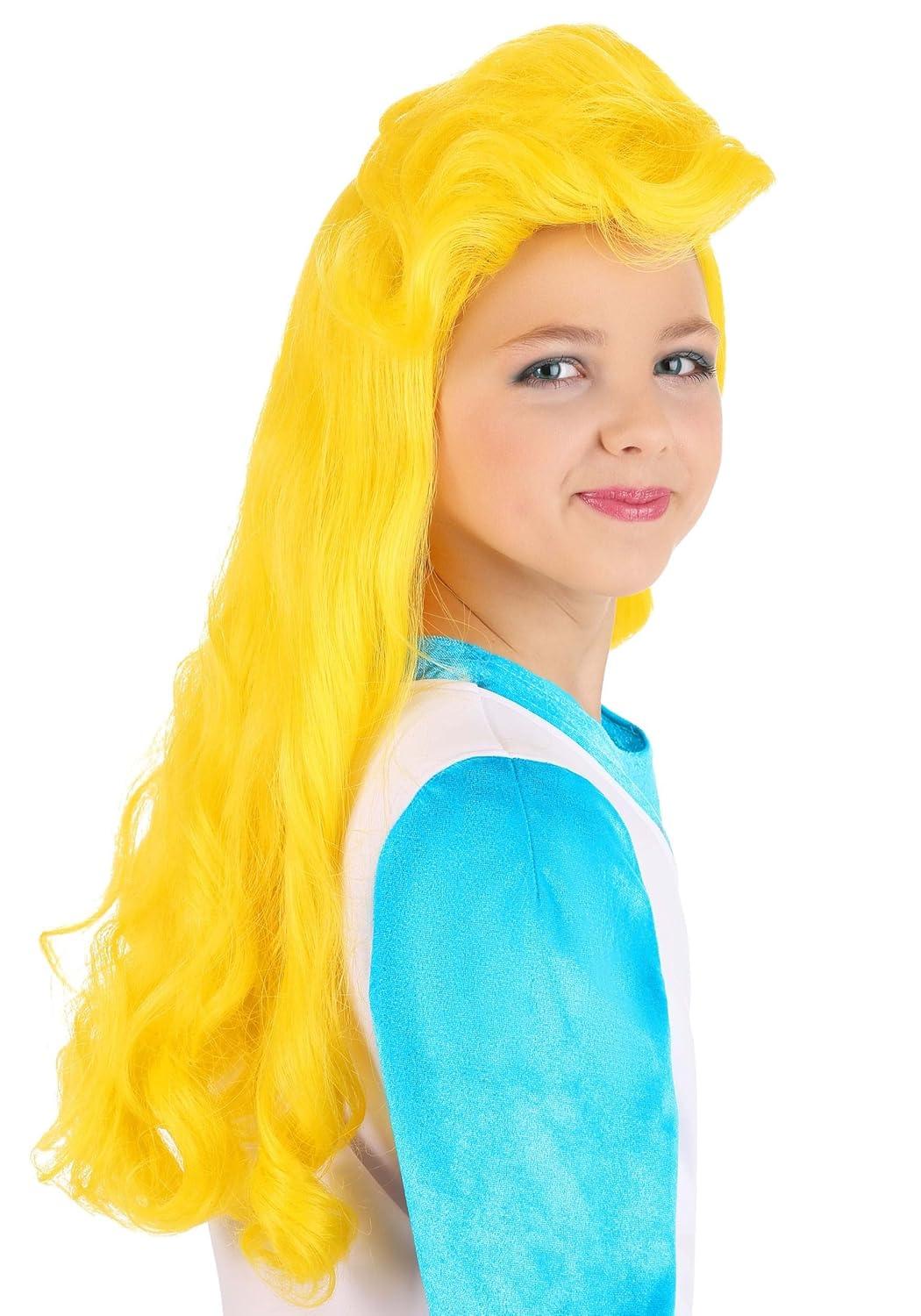 imageFun Costumes Smurfs Smurfette Wig Girls Costume Synthetic Hair Mesh Cap Elastic Edge Officially Licensed