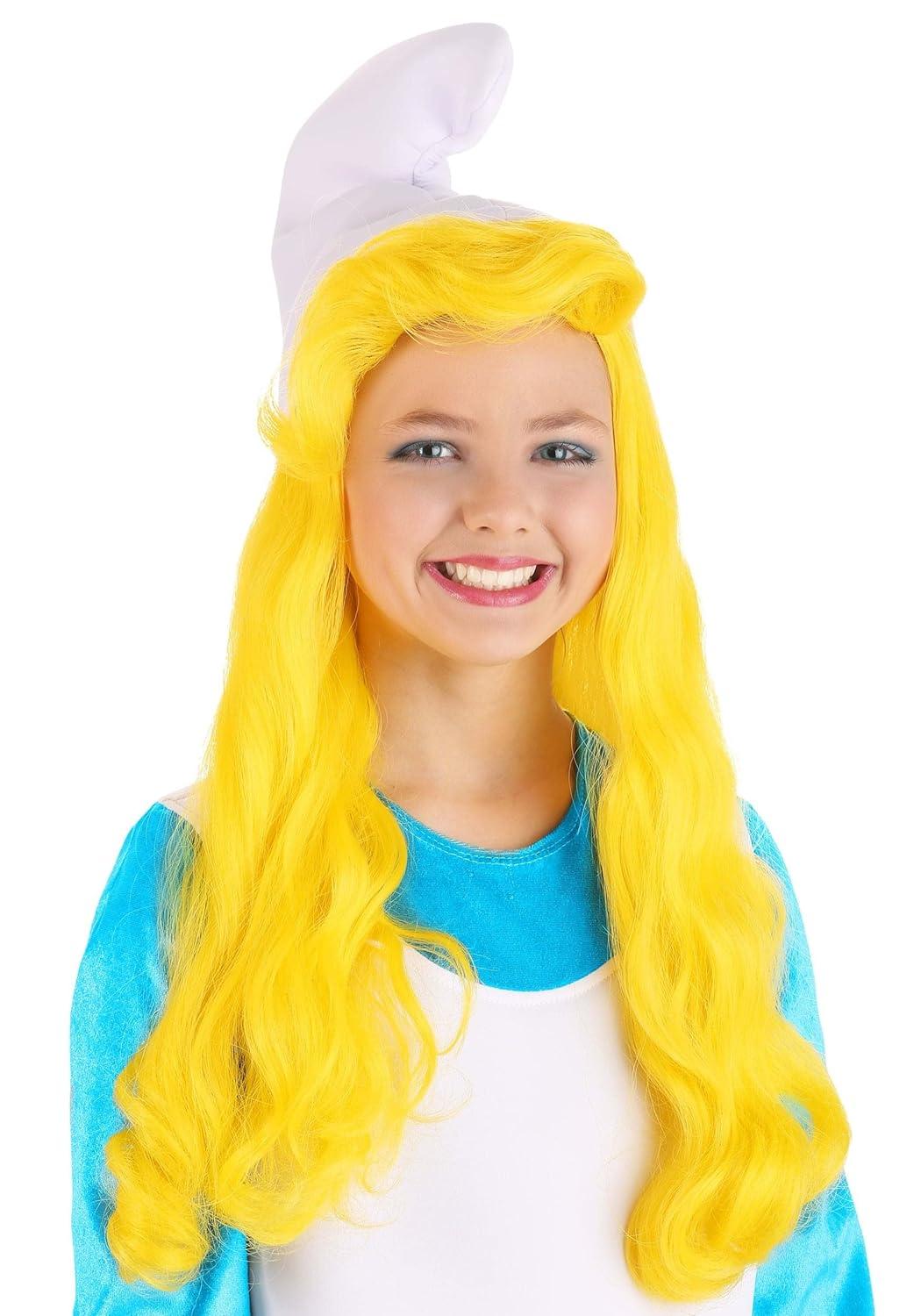 imageFun Costumes Smurfs Smurfette Wig Girls Costume Synthetic Hair Mesh Cap Elastic Edge Officially Licensed