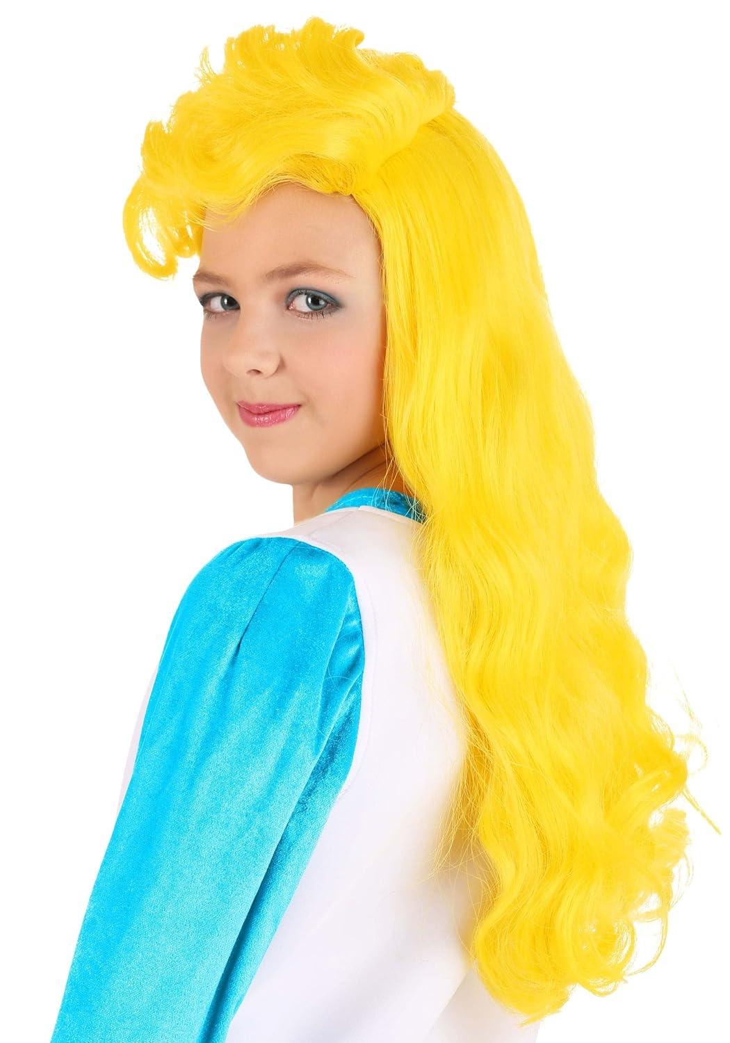 imageFun Costumes Smurfs Smurfette Wig Girls Costume Synthetic Hair Mesh Cap Elastic Edge Officially Licensed