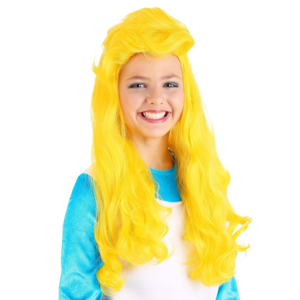 imageFun Costumes Smurfs Smurfette Wig Girls Costume Synthetic Hair Mesh Cap Elastic Edge Officially Licensed