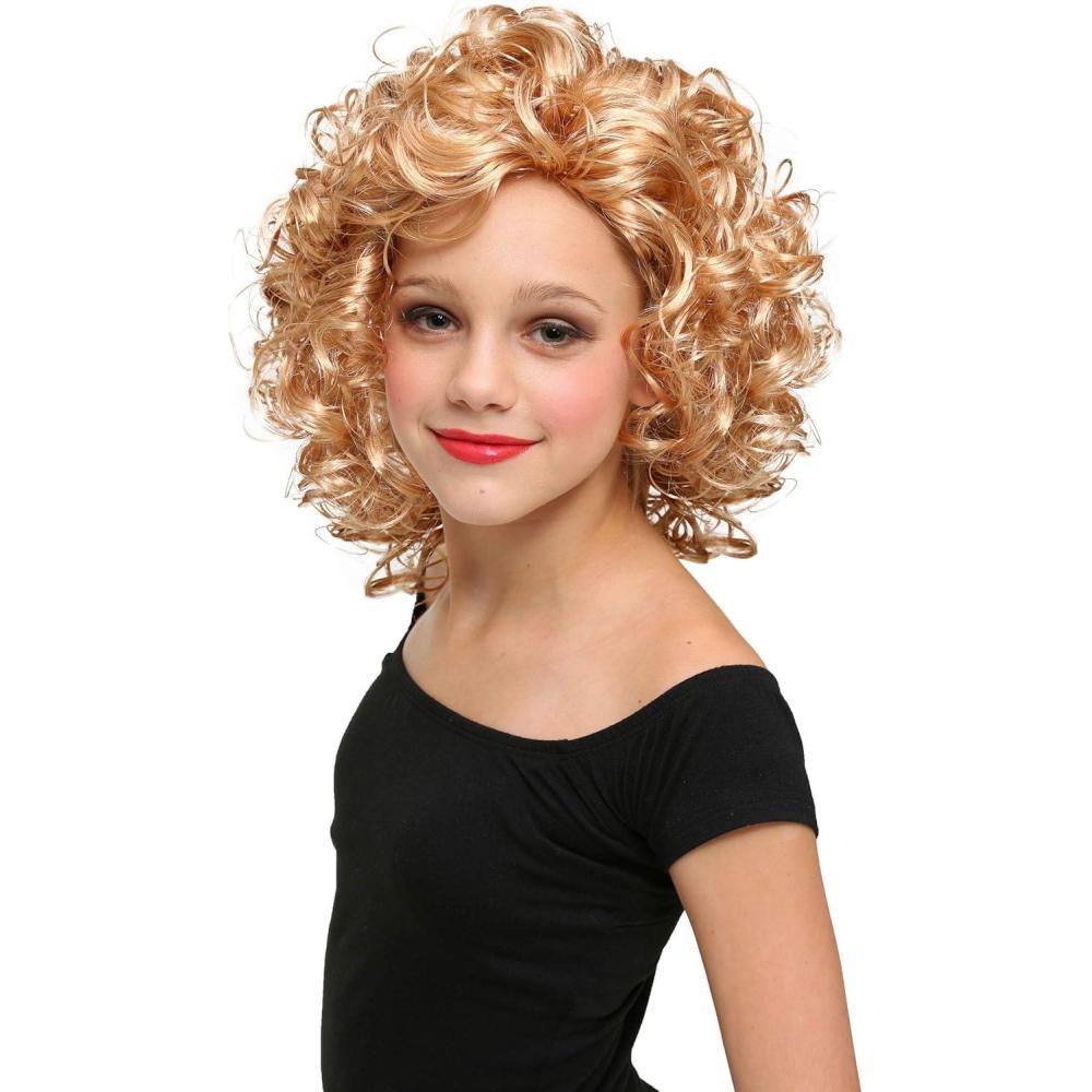 imageGrease Girls Bad Sandy Wig Curly Golden Ringlets Costume Accessory