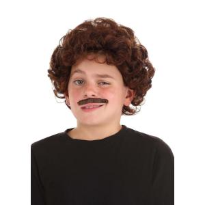 Child Nacho Libre Wig and Mustache Kit Synthetic Hair Cap, Self-Adhesive Mustache(Standard)