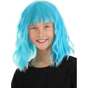Fun Costumes Kids Wavy Wig Coraline Costume – Feathery Bangs, Short Waves, Stylish Design – Standard – Blue(Blue)