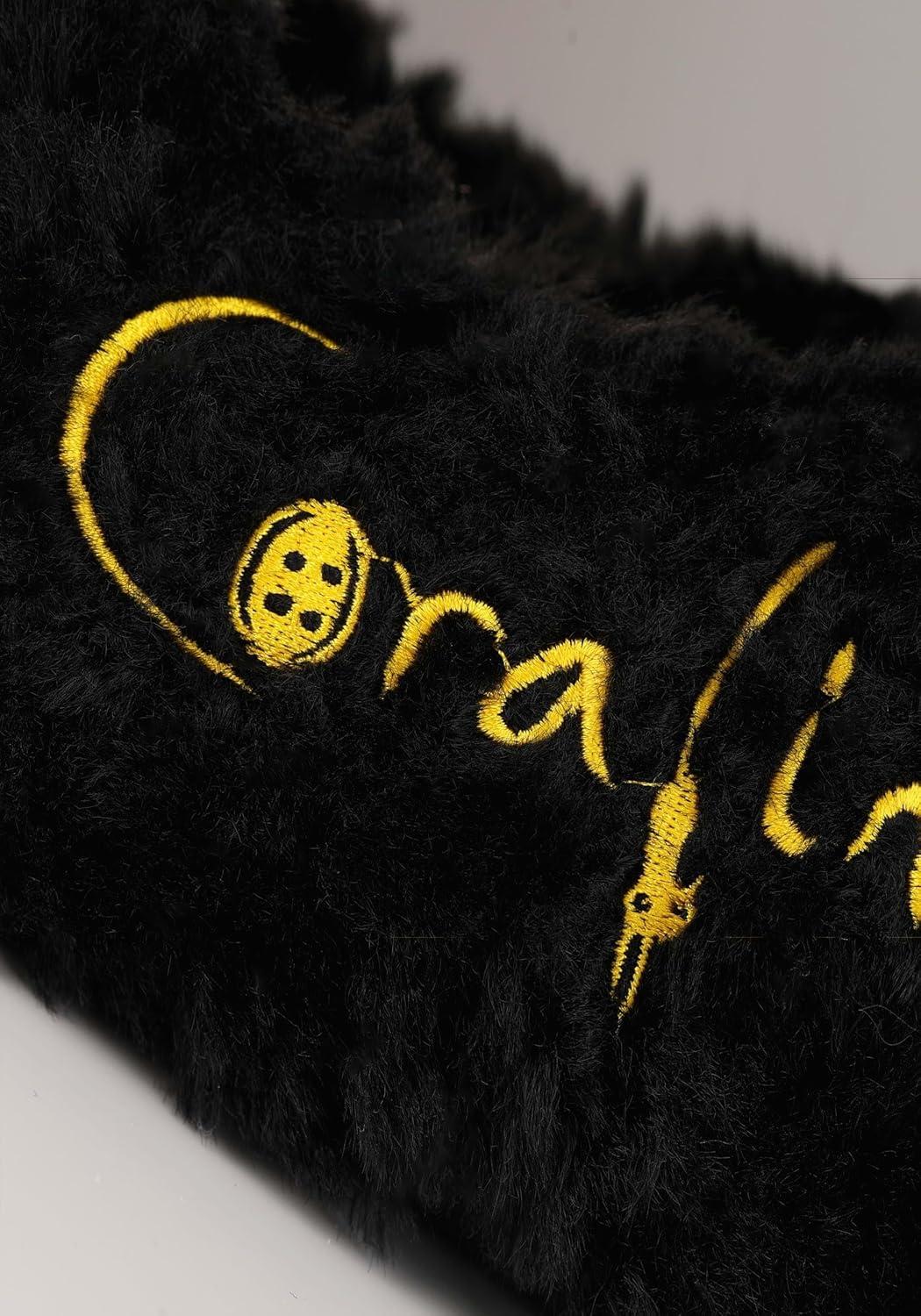 imageCoraline Cat Adult Slippers Polyester Embroidered Details Foam Soles AntiSlip Grips Officially Licensed