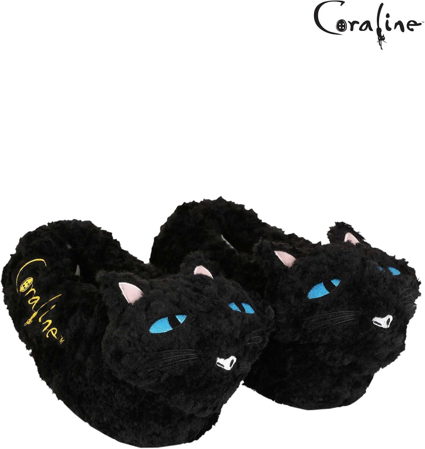 imageCoraline Cat Adult Slippers Polyester Embroidered Details Foam Soles AntiSlip Grips Officially Licensed
