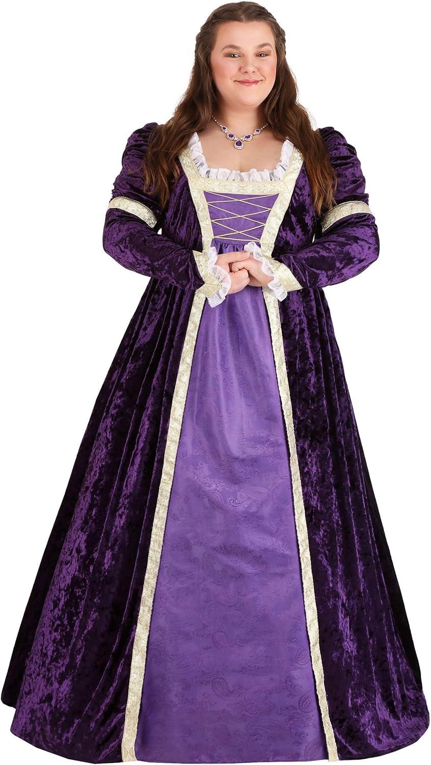 imagePlus Size Regal Maiden Costume for Women Purple Royal Dress for Renaissance DressUp Cosplay ampamp Halloween