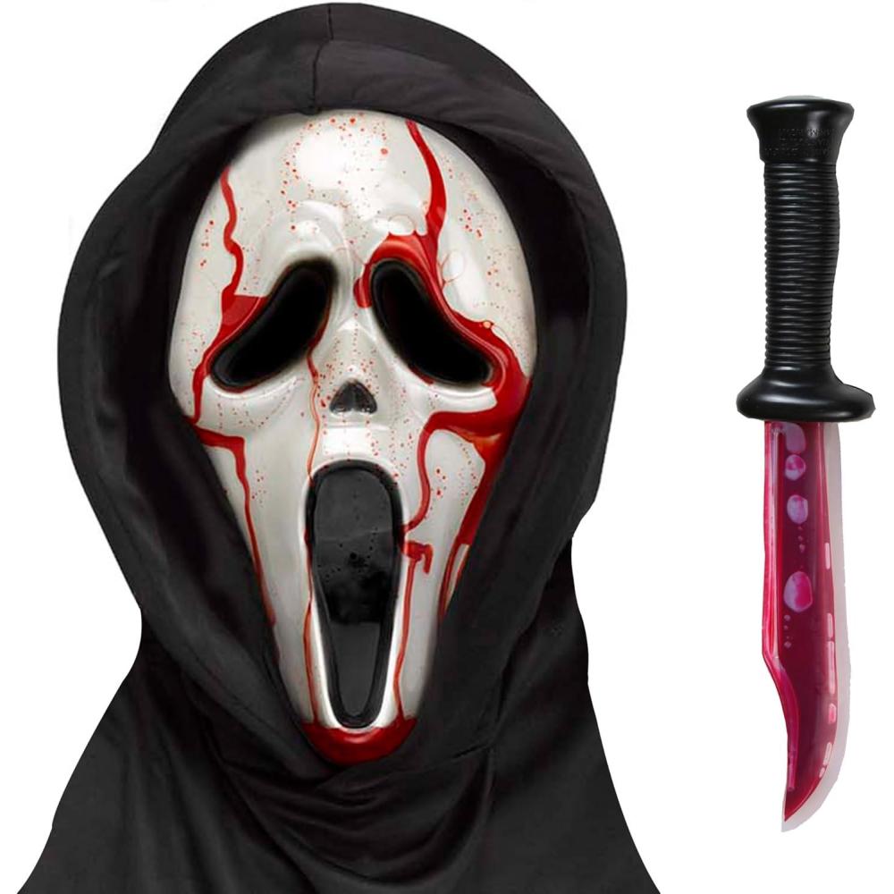imageFun World Ghost Face Bleeding Mask and Knife Set One Size Multi